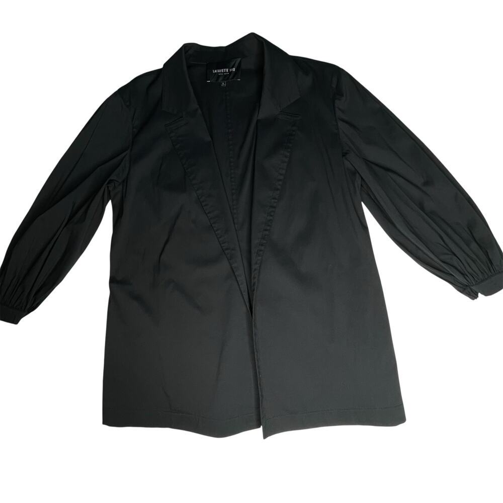 Lafayette 148 NY Tailored Stretch Blazer Black Size S Open Front Collared Jacket - Picture 5 of 11
